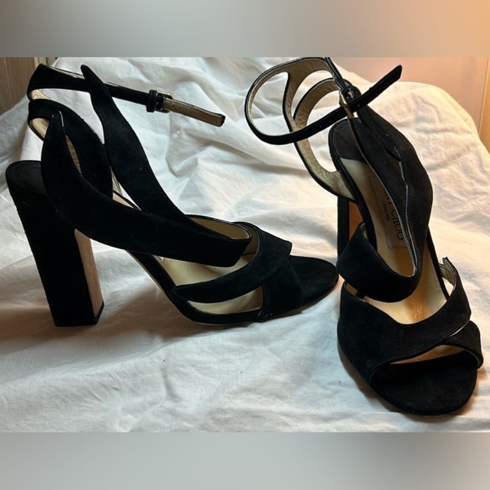 Black velvet 4 inch Jimmy Choo heels